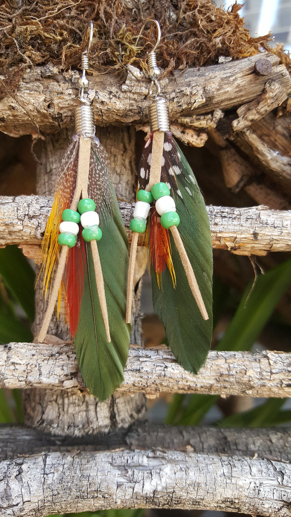 Feather (Green) Earrings