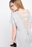 Gray Lace V-neck Back Top