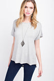 Gray Lace V-neck Back Top