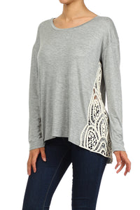 Grey Crochet Long Sleeve top