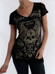 Vocal Motorcycle Rebel Rock Shirt With Lace Back