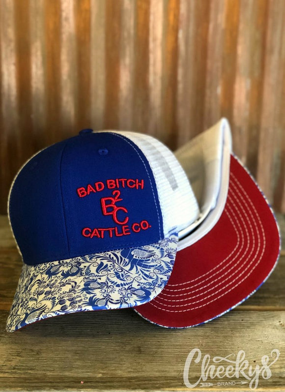 BB Cattle Co. Red, White, and Blue Paisley Cap