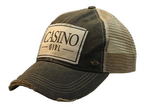 "Casino Girl" Distressed Trucker Cap