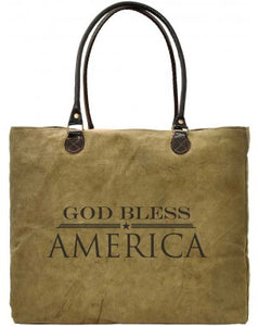 God Bless America Recycled Military Tents Market Tote - Vintage Addiction