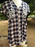 Plaid Animal print button down