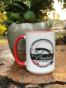 Hooker on the weekends mug