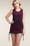 Vocal Motorcycle Side Tie Rhinestone Tank Top