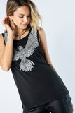 Vocal Sleeveless Eagle Wing Rhinestone Top