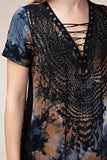 Vocal Navy/ Taupe Rhinestone Lace Top